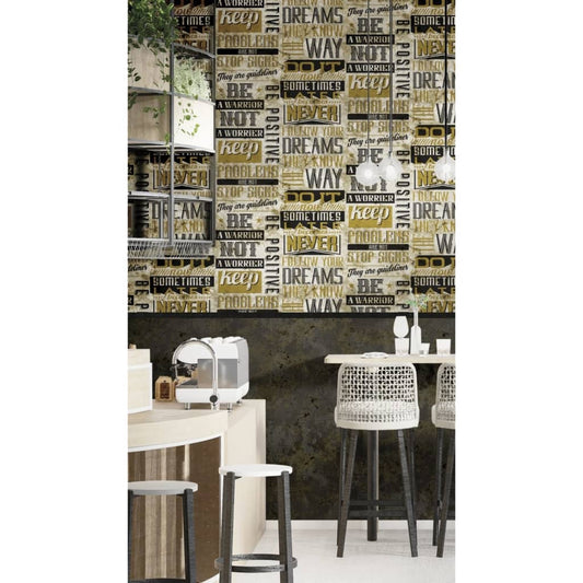 Tapete Friends & Coffee Marble Concrete Schwarz und Braun