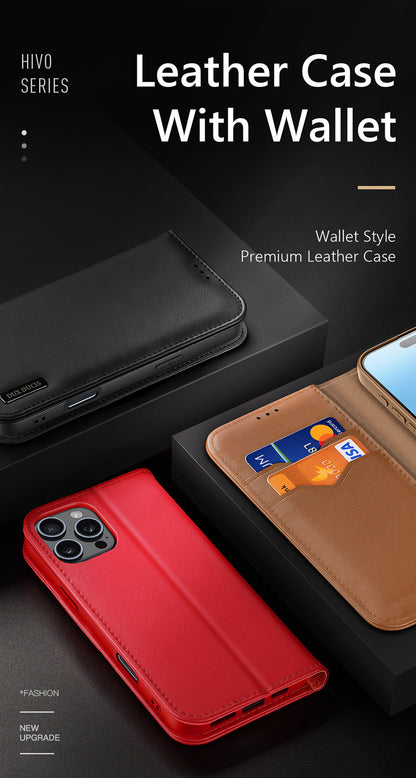 iPhone 16 Pro Magnetische Flip Lederhülle