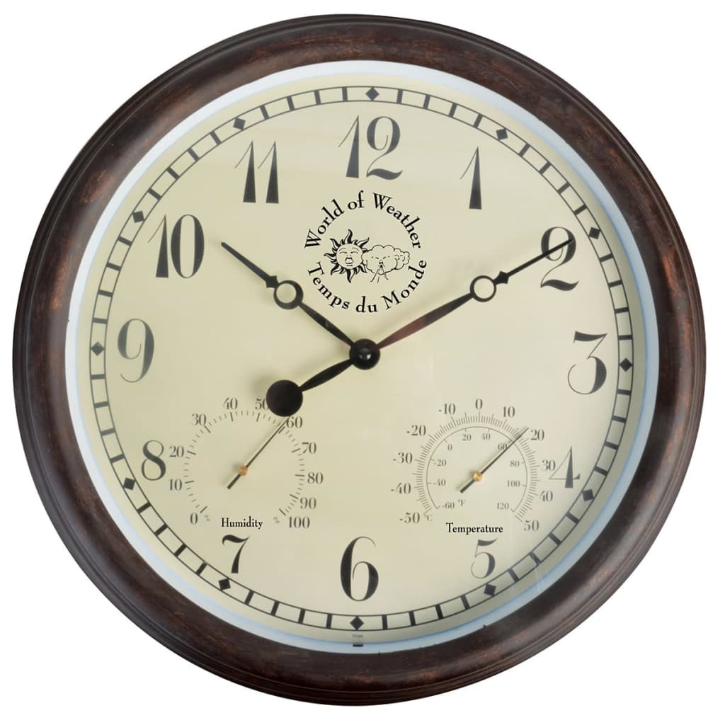Bahnhofsuhr mit Thermometer und Hygrometer 30,5 cm TF008