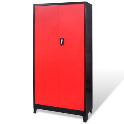 Werkzeugschrank mit 2 Türen Stahl 90x40x180 cm Schwarz/Rot