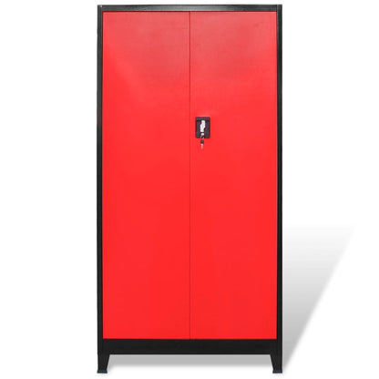 Werkzeugschrank mit 2 Türen Stahl 90x40x180 cm Schwarz/Rot