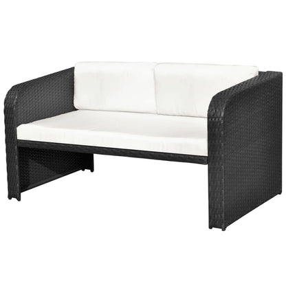 4-tlg. Garten-Lounge-Set mit Auflagen Poly Rattan Schwarz