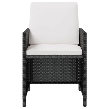 9-tlg. Garten-Essgruppe Poly Rattan Akazienholz Schwarz