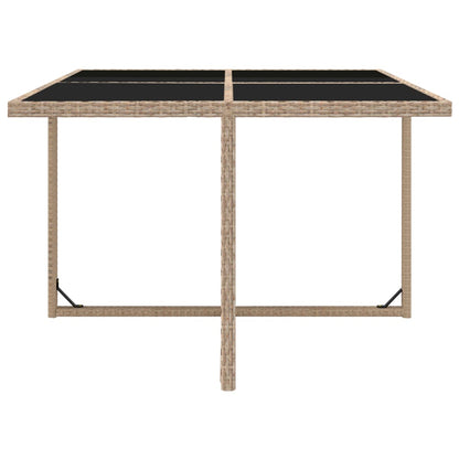 9-tlg. Garten-Essgruppe mit Auflagen Poly Rattan Beige