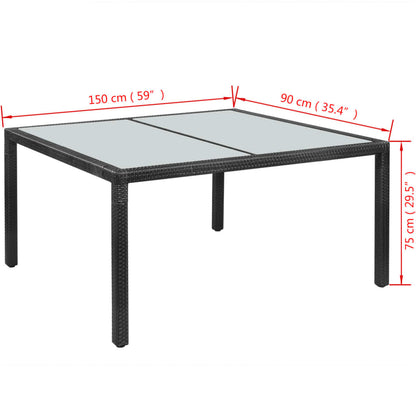 Gartentisch Schwarz 150x90x75 cm Poly Rattan