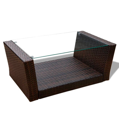 4-tlg. Garten-Lounge-Set mit Kissen Poly Rattan Braun