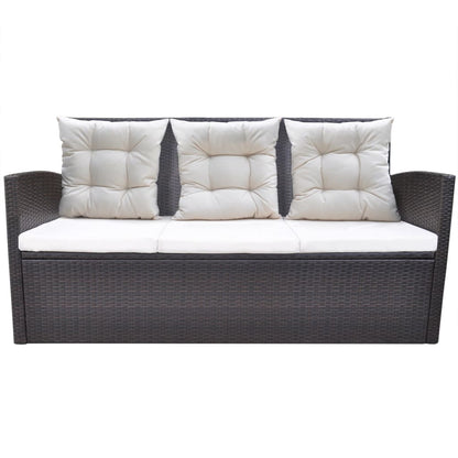6-tlg. Garten-Essgruppe mit Kissen Poly Rattan Braun