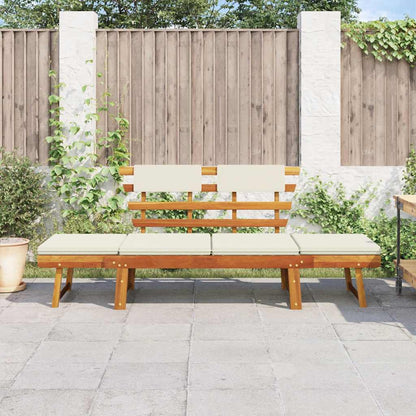 Gartenbank 2-in-1 mit Polstern 190 cm Massivholz Akazie