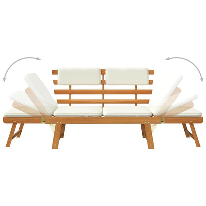 Gartenbank 2-in-1 mit Polstern 190 cm Massivholz Akazie