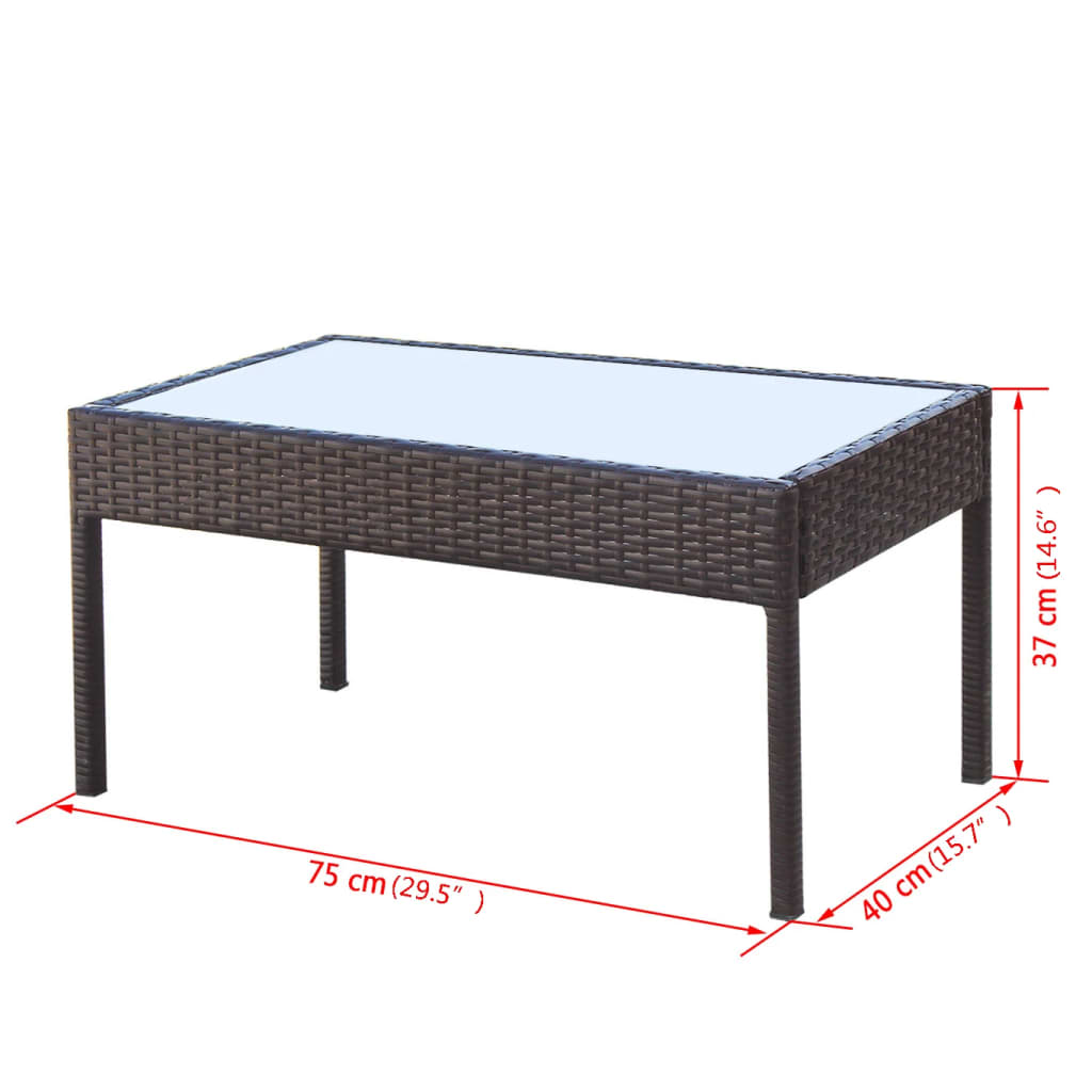4-tlg. Garten-Lounge-Set mit Auflagen Poly Rattan Braun