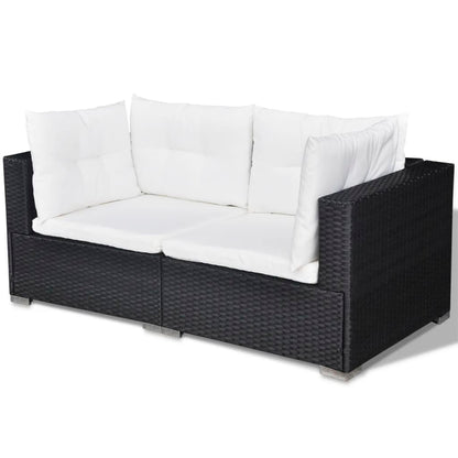 5-tlg. Garten-Lounge-Set mit Kissen Poly Rattan Schwarz