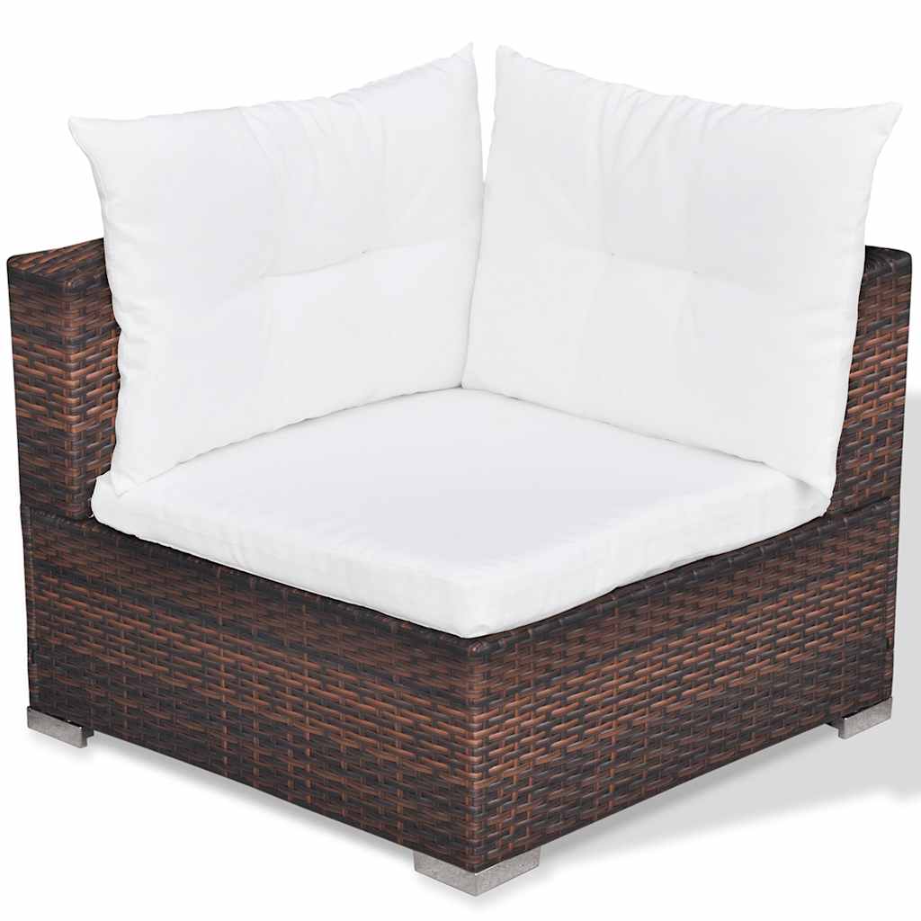 6-tlg. Garten-Lounge-Set mit Kissen Poly Rattan Braun