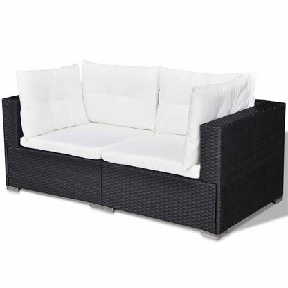 6-tlg. Garten-Lounge-Set mit Kissen Poly Rattan Schwarz