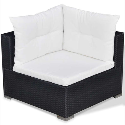 6-tlg. Garten-Lounge-Set mit Kissen Poly Rattan Schwarz