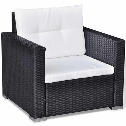 6-tlg. Garten-Lounge-Set mit Kissen Poly Rattan Schwarz