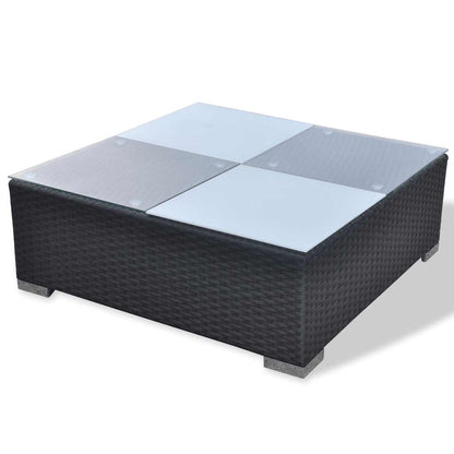 6-tlg. Garten-Lounge-Set mit Kissen Poly Rattan Schwarz