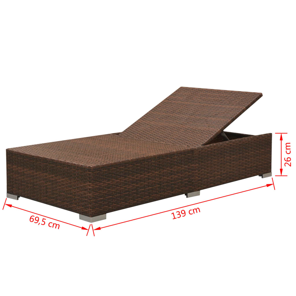 3-tlg. Garten-Lounge-Set mit Kissen Poly-Rattan Braun