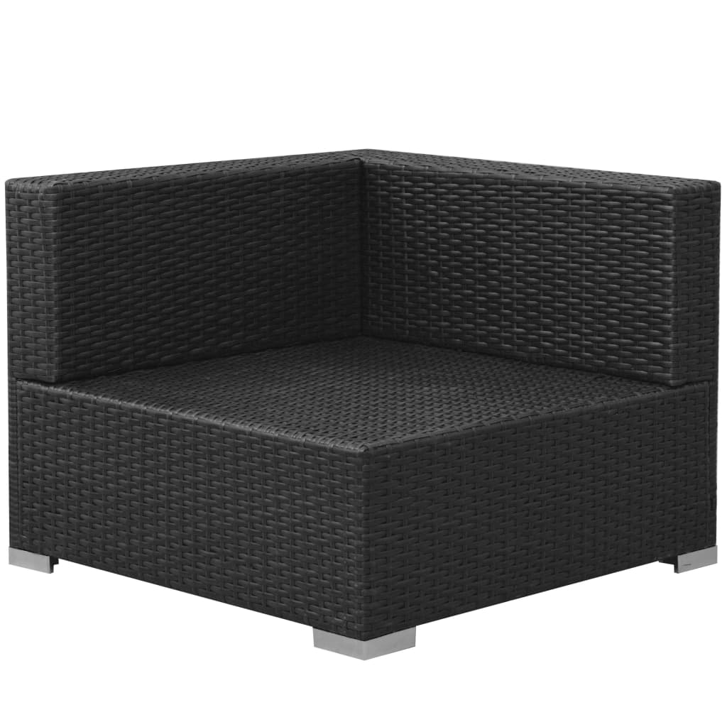 3-delt Have Lounge Sæt med Puder Poly Rattan Sort