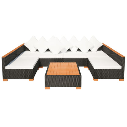 7-tlg. Garten-Lounge-Set mit Auflagen Poly Rattan Schwarz