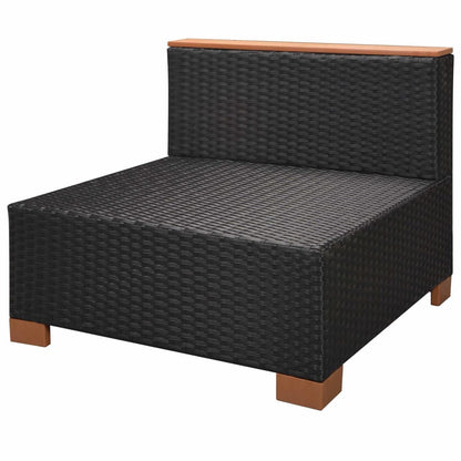 9-tlg. Garten-Lounge-Set mit Auflagen Poly Rattan Schwarz