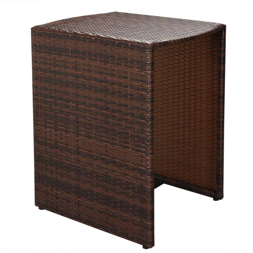 3-tlg. Bistro-Set mit Auflagen Poly Rattan Braun
