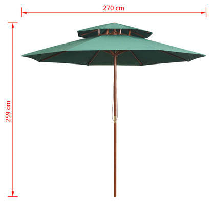 Sonnenschirm mit Entlüftung 270x270 cm Holzmast Grün
