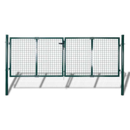 Zauntor Stahl 306 x 100 cm Grün