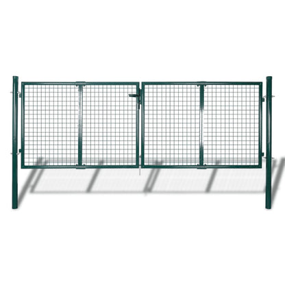 Zauntor Stahl 306 x 125 cm Grün