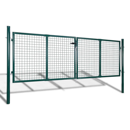 Zauntor Stahl 306 x 125 cm Grün