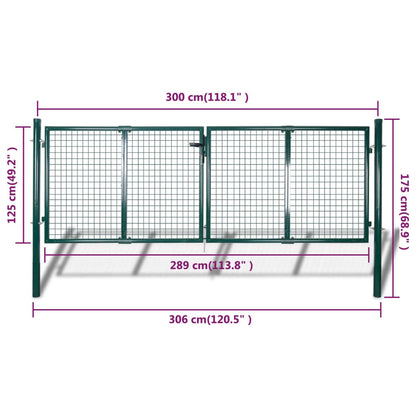 Zauntor Stahl 306 x 125 cm Grün