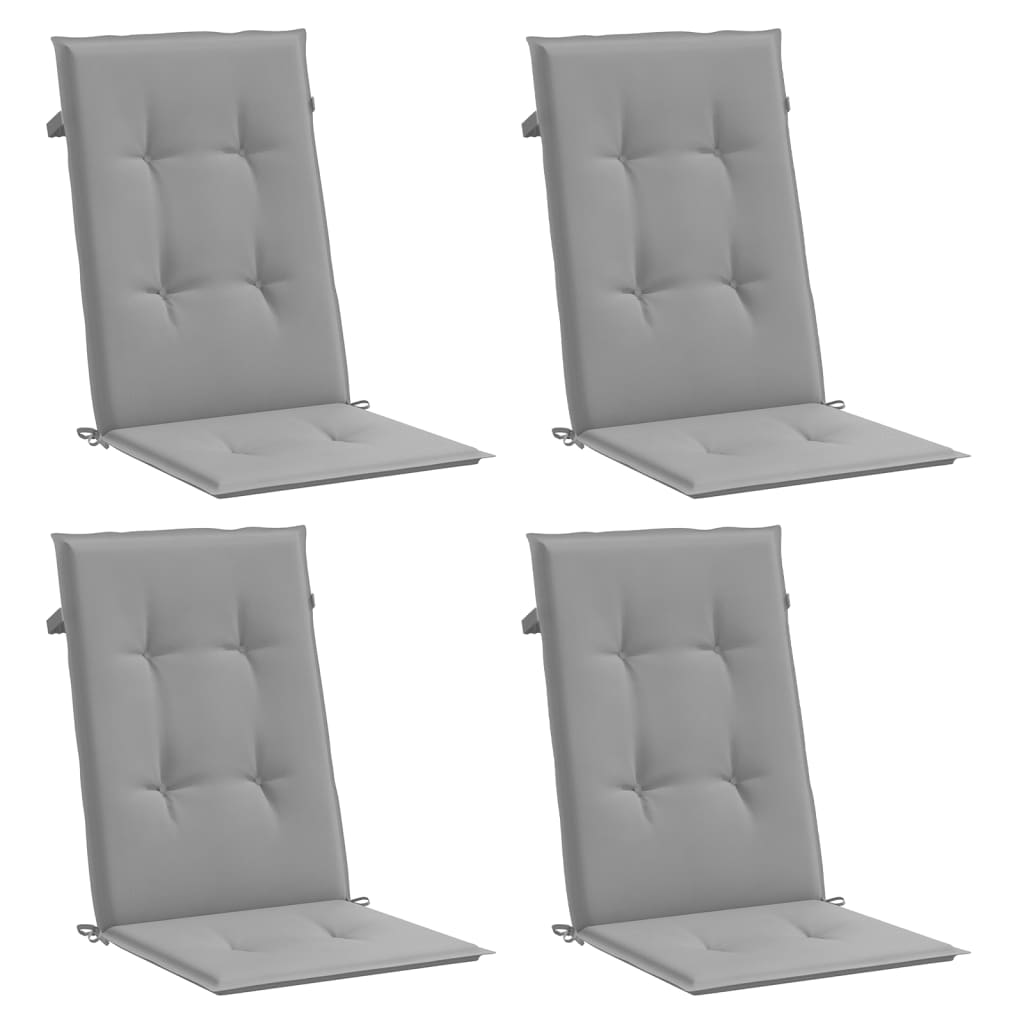 Gartenstuhlauflagen für Hochlehner 4 Stk. Grau 120x50x3cm Stoff
