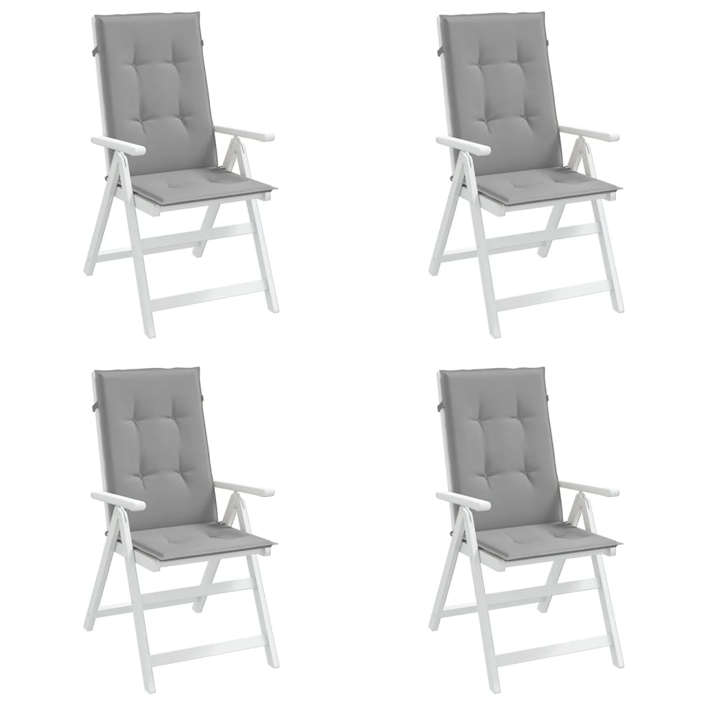 Gartenstuhlauflagen für Hochlehner 4 Stk. Grau 120x50x3cm Stoff