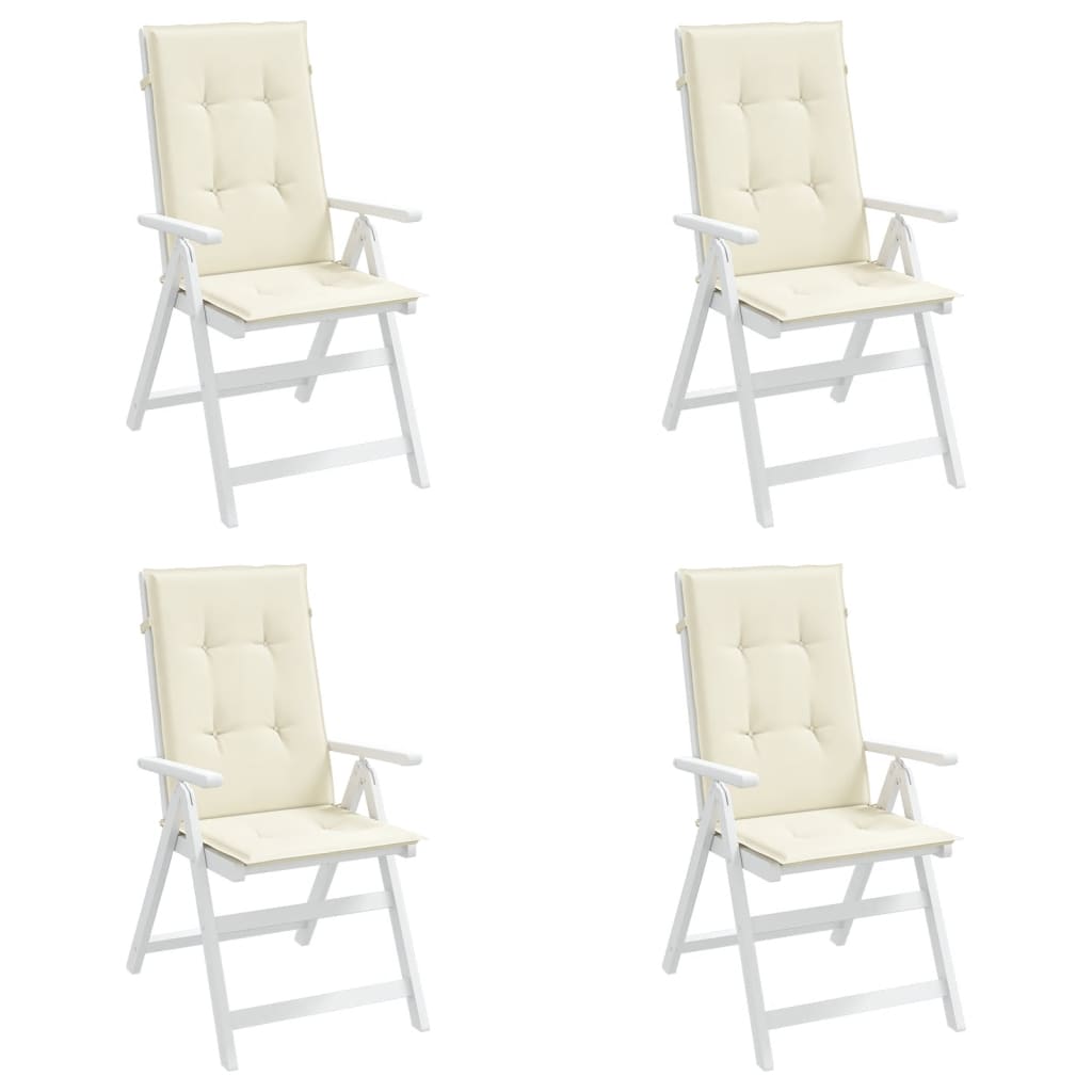 Gartenstuhlauflagen für Hochlehner 4Stk. Creme 120x50x3cm Stoff