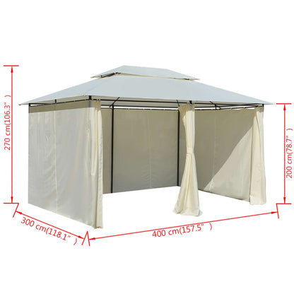 Gartenpavillon mit Gardinen 4x3 m Weiß