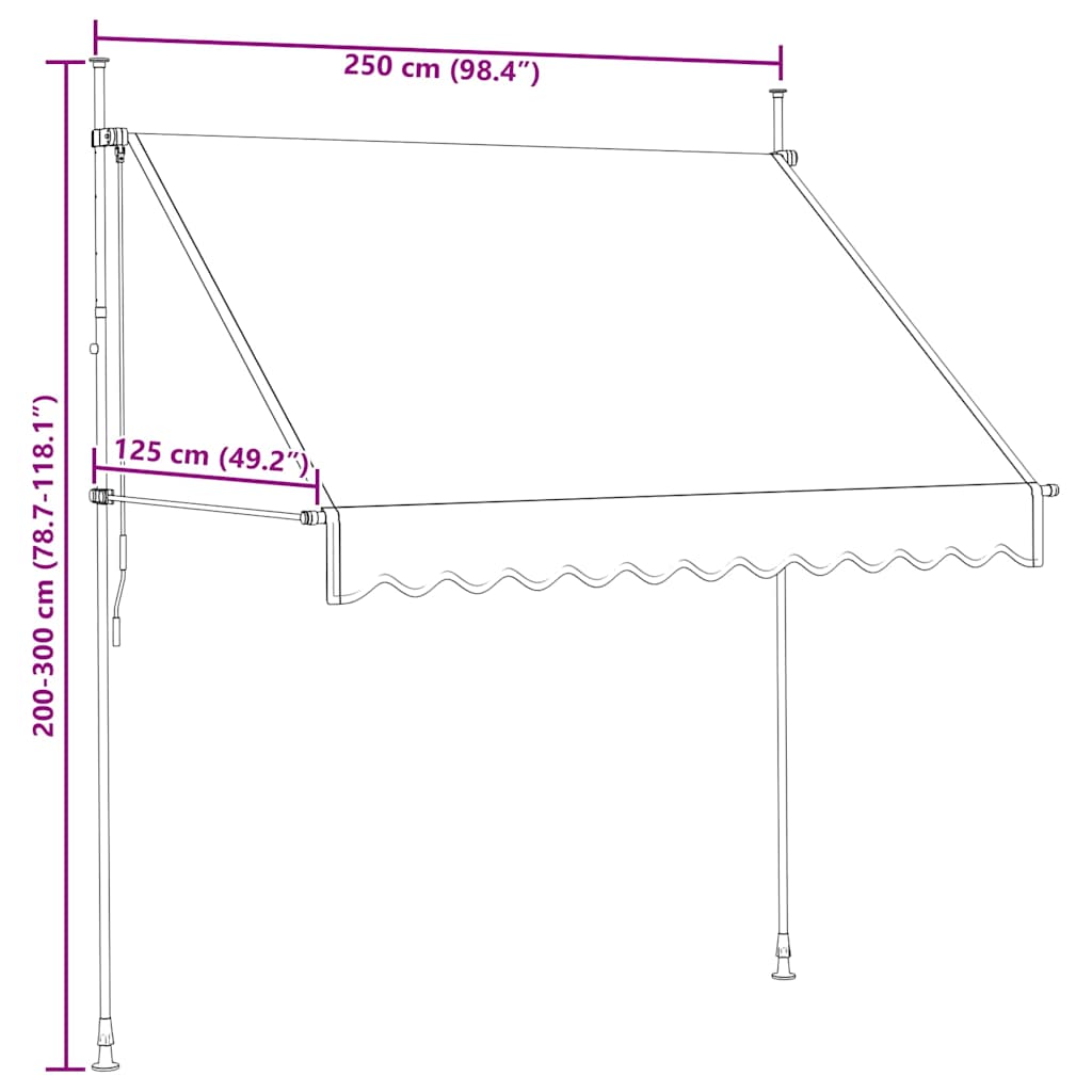 Einziehbare Markise Handbetrieben 250 cm Blau/Weiß Gestreift