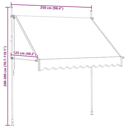 Einziehbare Markise Handbetrieben 250 cm Blau/Weiß Gestreift