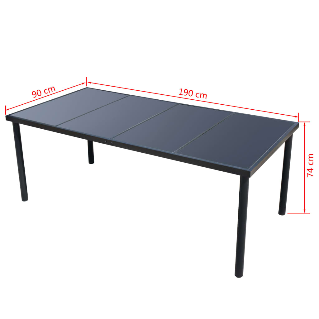 9-tlg. Garten-Essgruppe Stahl Schwarz