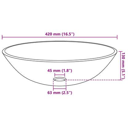 Waschbecken gehärtetes Glas 42 cm transparent