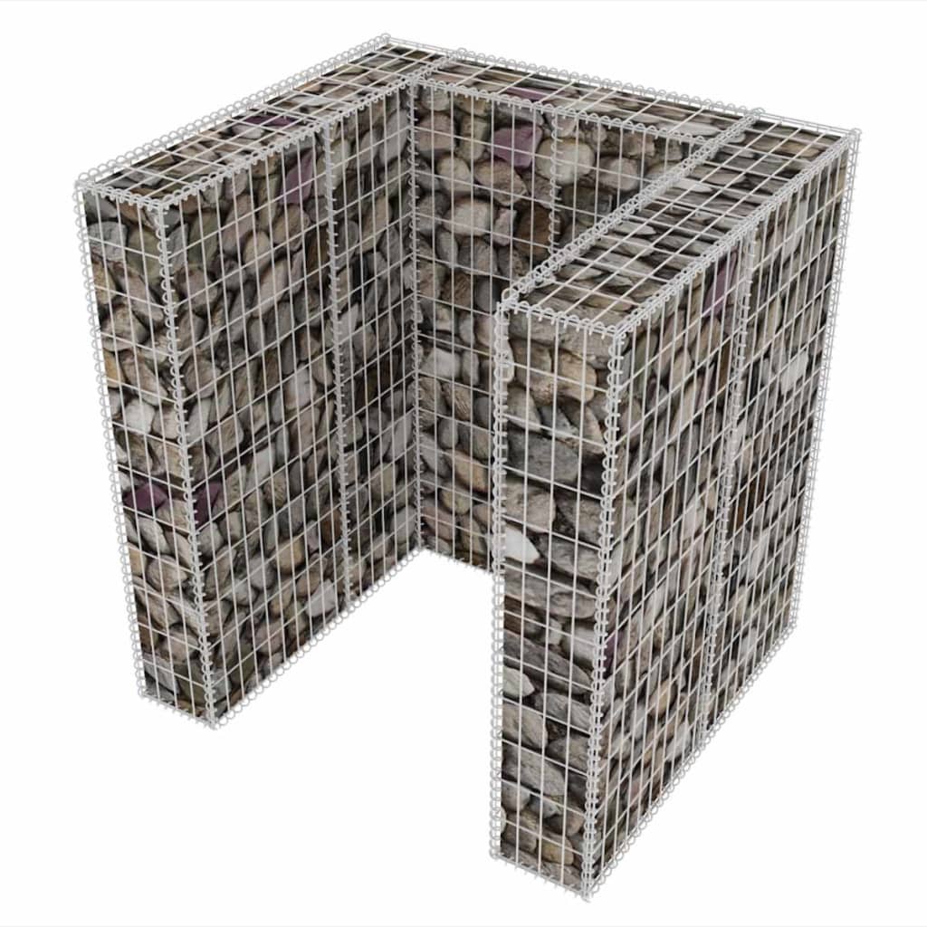 Gabionen-Mülltonnenverkleidung für 1 Tonne Stahl 110x100x120cm