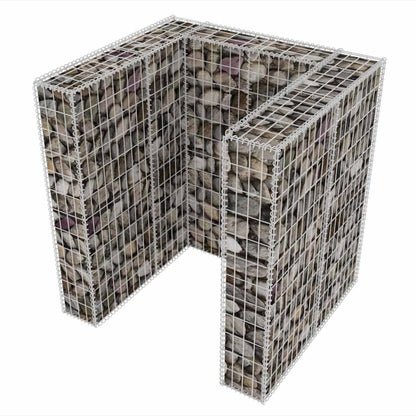 Gabionen-Mülltonnenverkleidung für 1 Tonne Stahl 110x100x120cm
