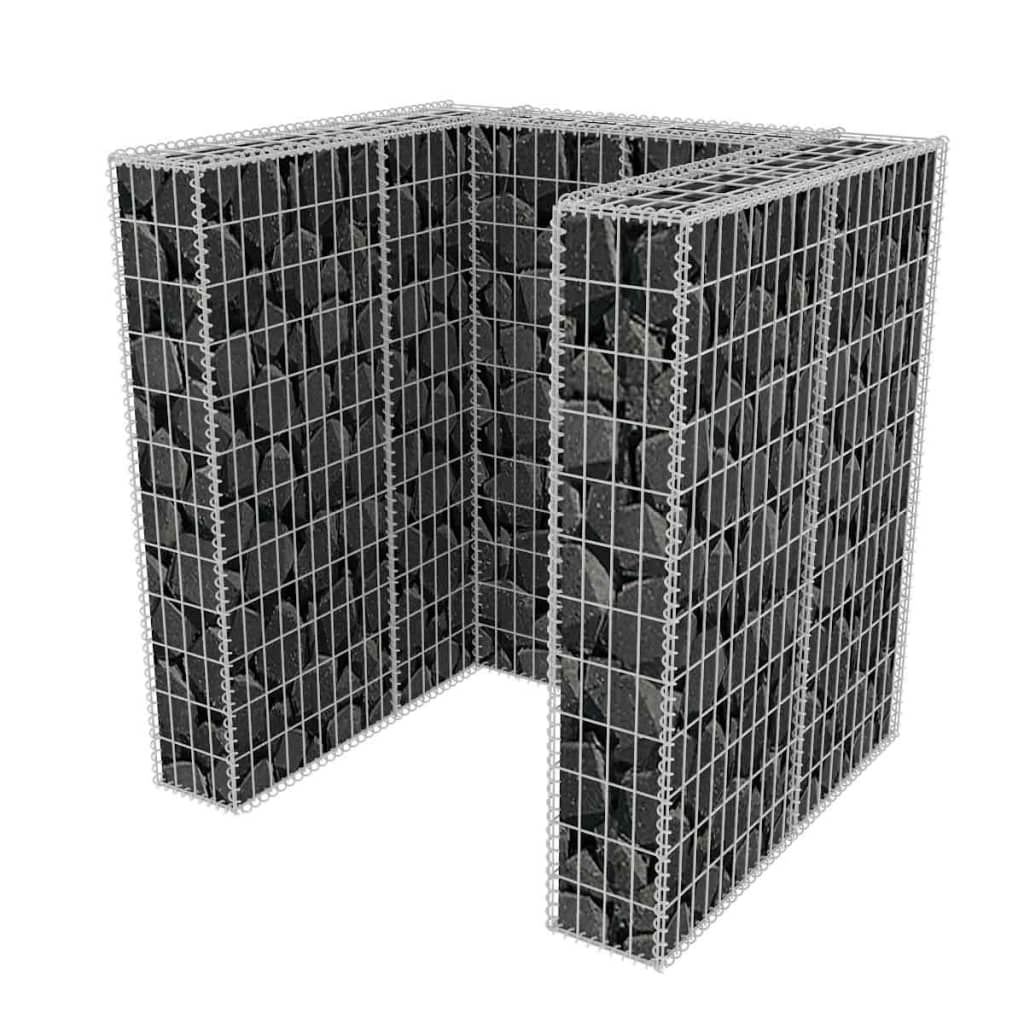 Gabionen-Mülltonnenverkleidung für 1 Tonne Stahl 110x100x120cm