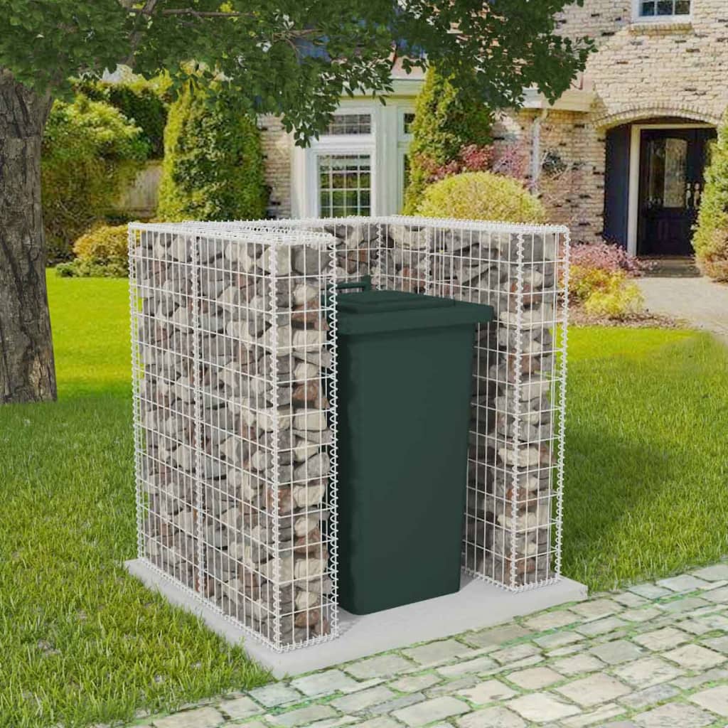 Gabionen-Mülltonnenverkleidung für 1 Tonne Stahl 110x100x120cm