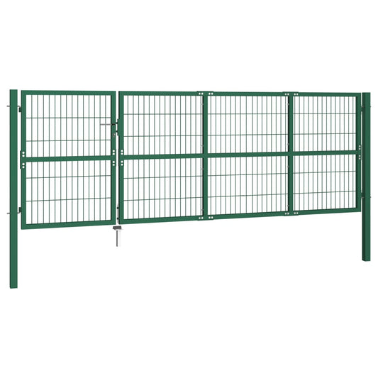 Gartentor mit Pfosten 350 x 120 cm Stahl Grün