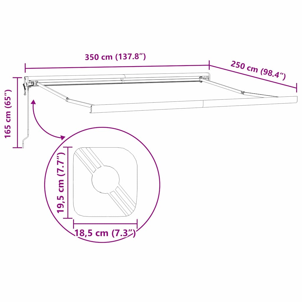 Markise Weiß 3,5 x 2,5 m Metall