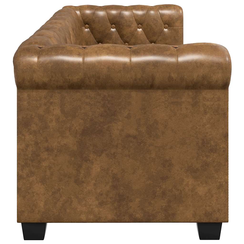 Chesterfield-Sofa 2-Sitzer Kunstleder Braun