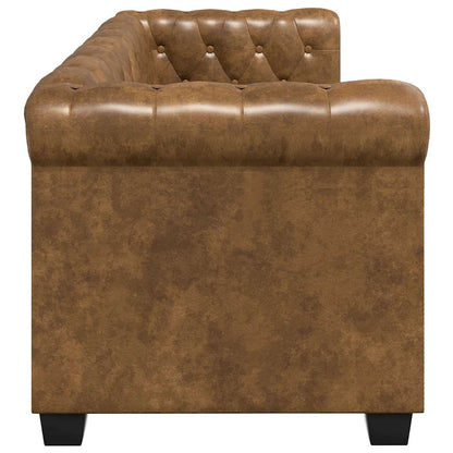 Chesterfield-Sofa 2-Sitzer Kunstleder Braun