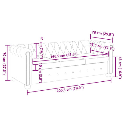 Chesterfield-Sofa 3-Sitzer Kunstleder Braun