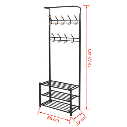 Garderobe mit Schuhablage 68×32×182,5 cm Schwarz