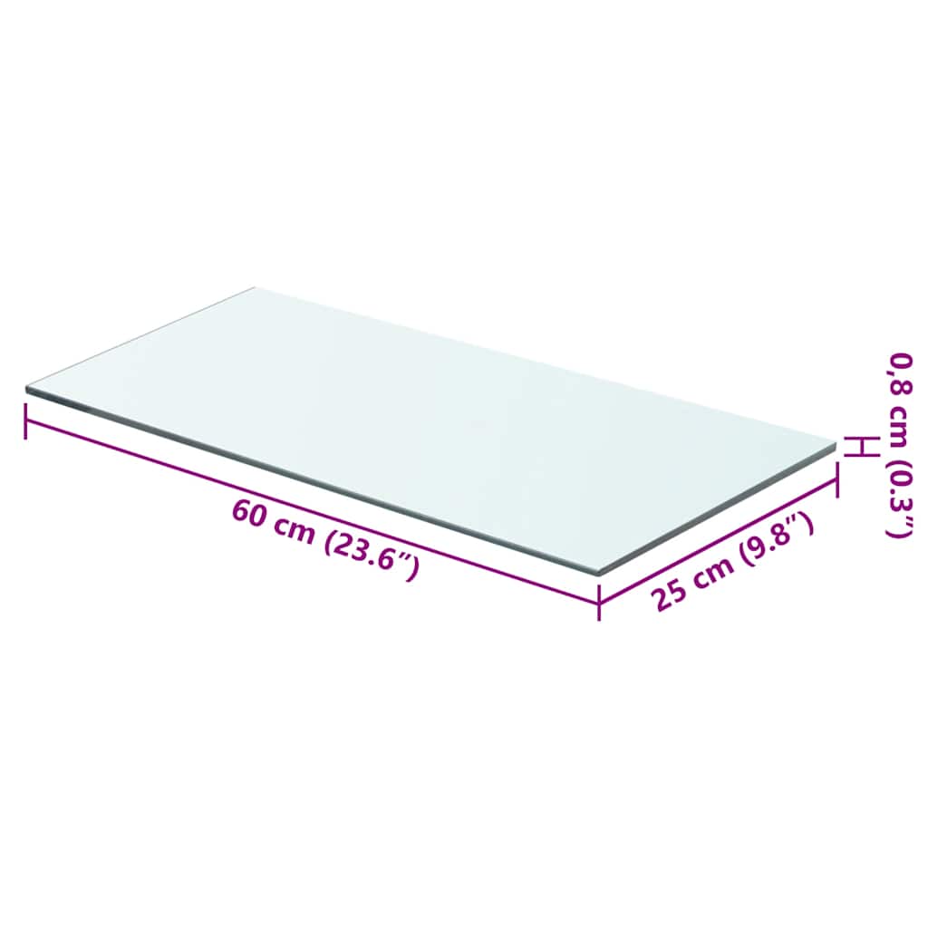 Hylde Glas Transparent 60x25 cm