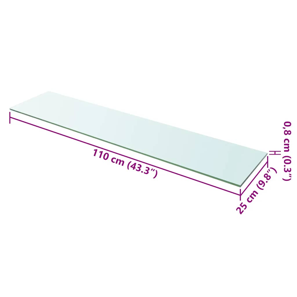 Hylde Glas Transparent 110x25 cm